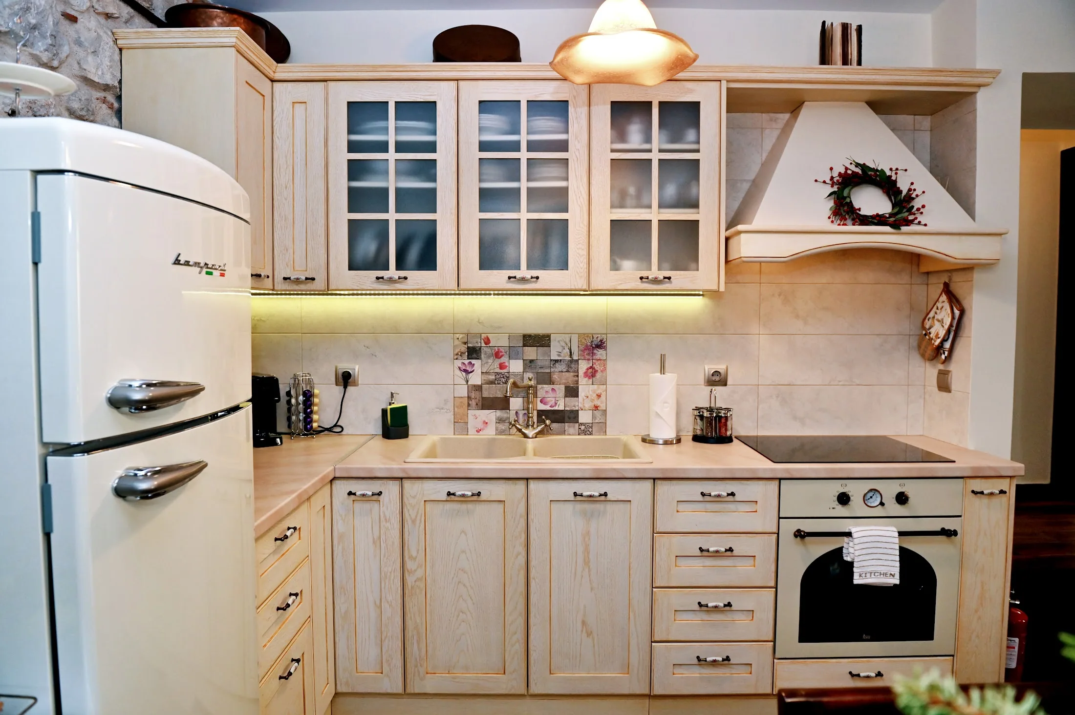 Kitchen with bright cabinetry